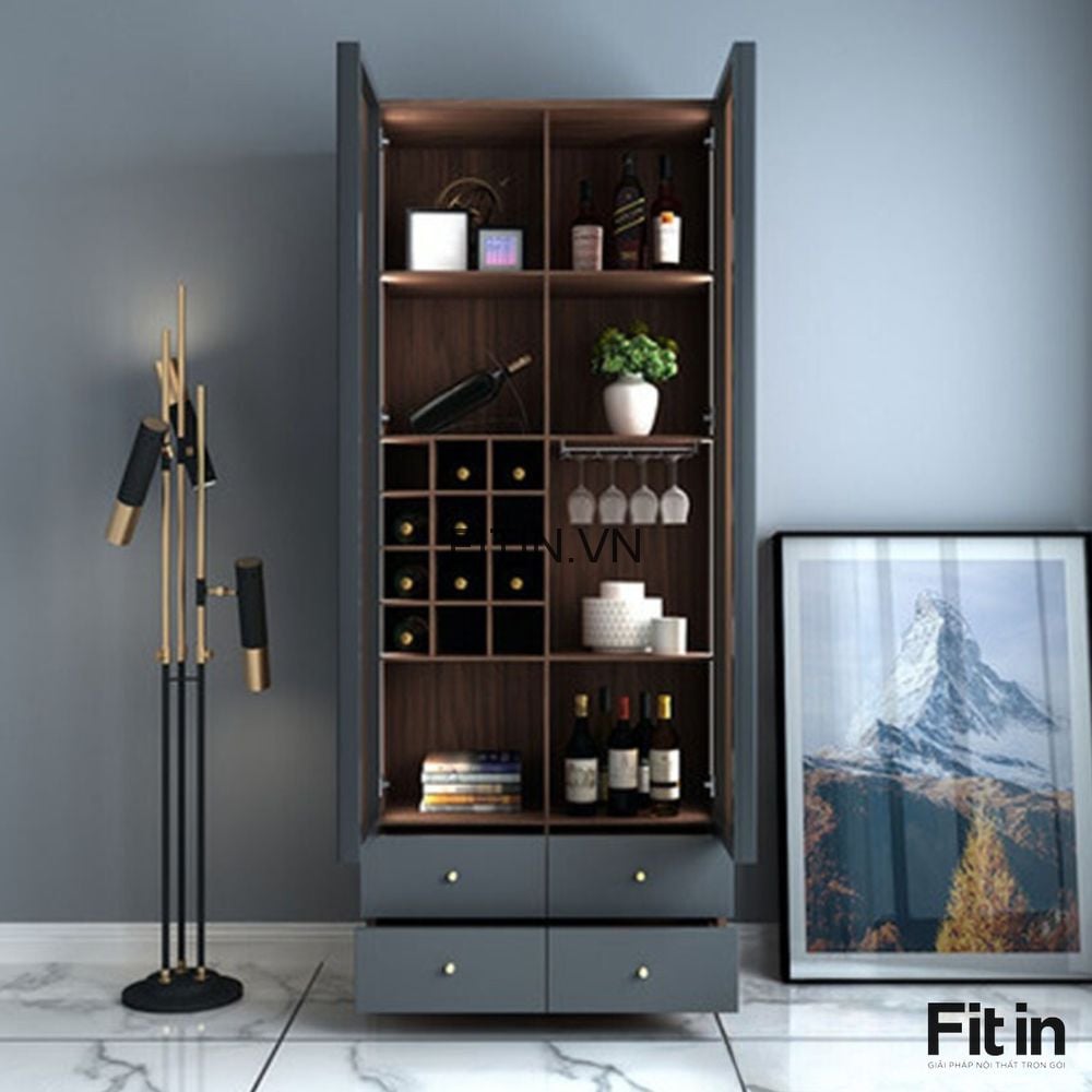 Tủ Rượu Gỗ C&ocirc;ng Nghiệp