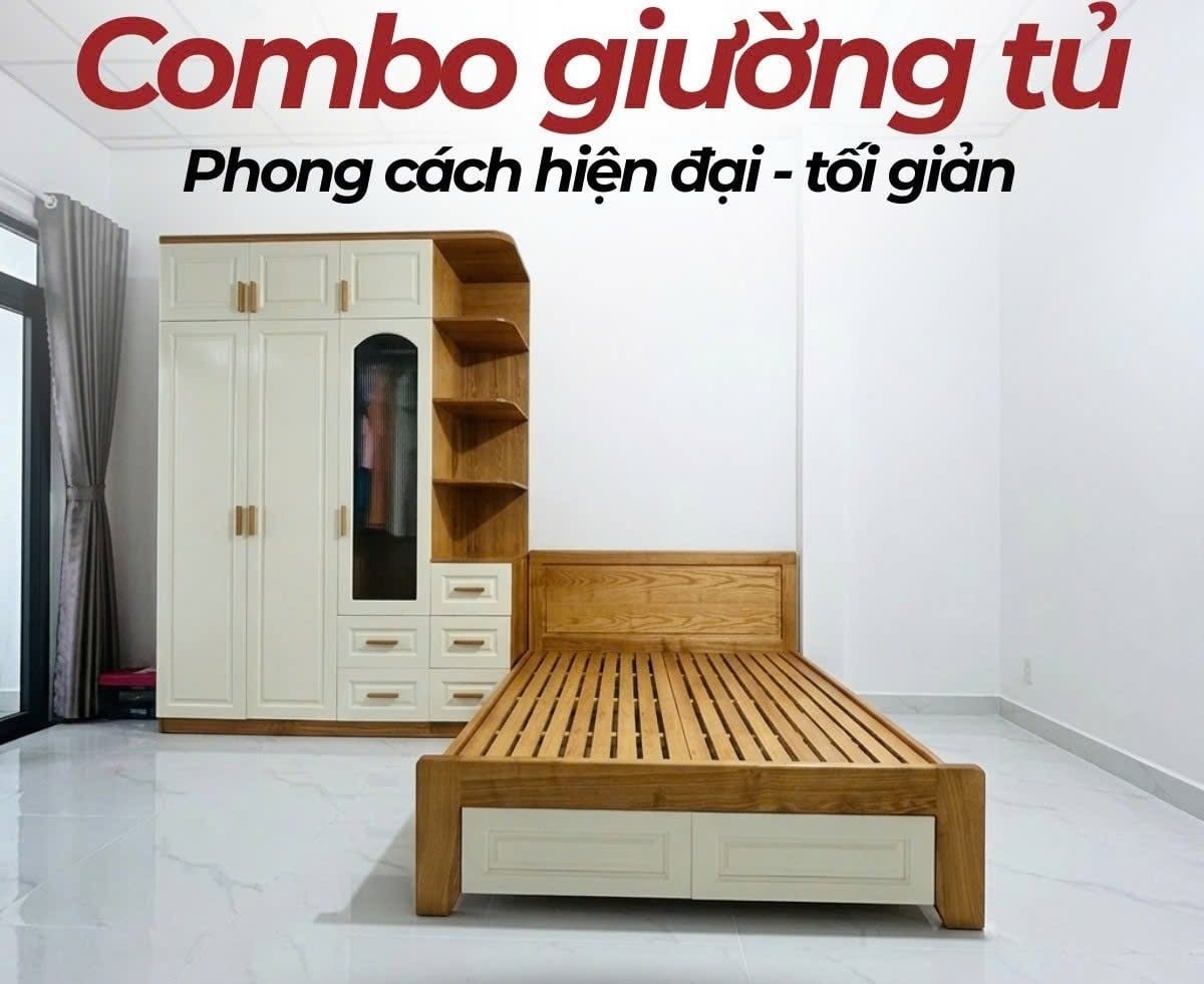 Top 15+ combo ph&ograve;ng ngủ gỗ sồi tự nhi&ecirc;n đẹp, gi&aacute; chỉ từ 18 triệu