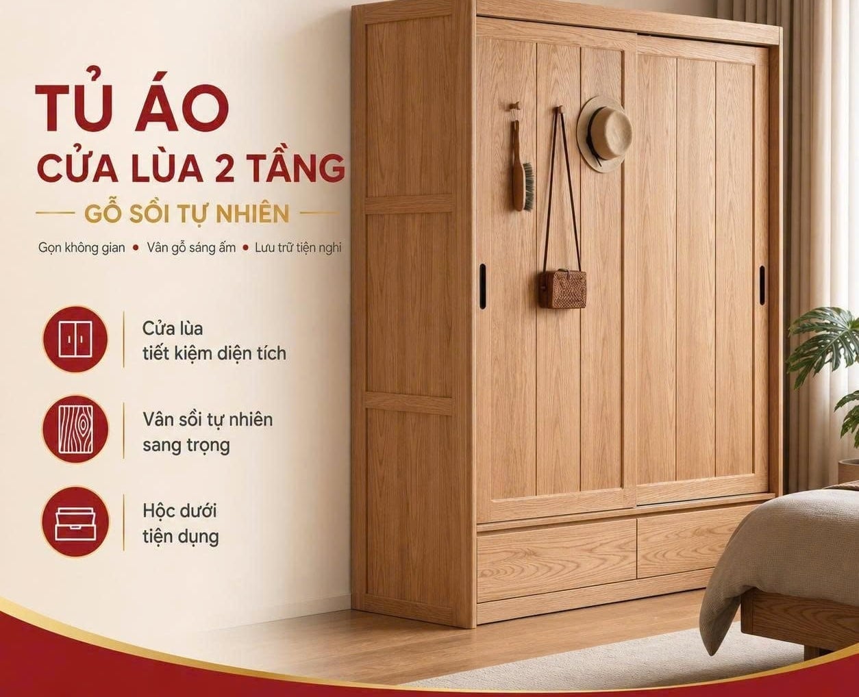 Top 15+ combo ph&ograve;ng ngủ gỗ sồi tự nhi&ecirc;n đẹp, gi&aacute; chỉ từ 18 triệu