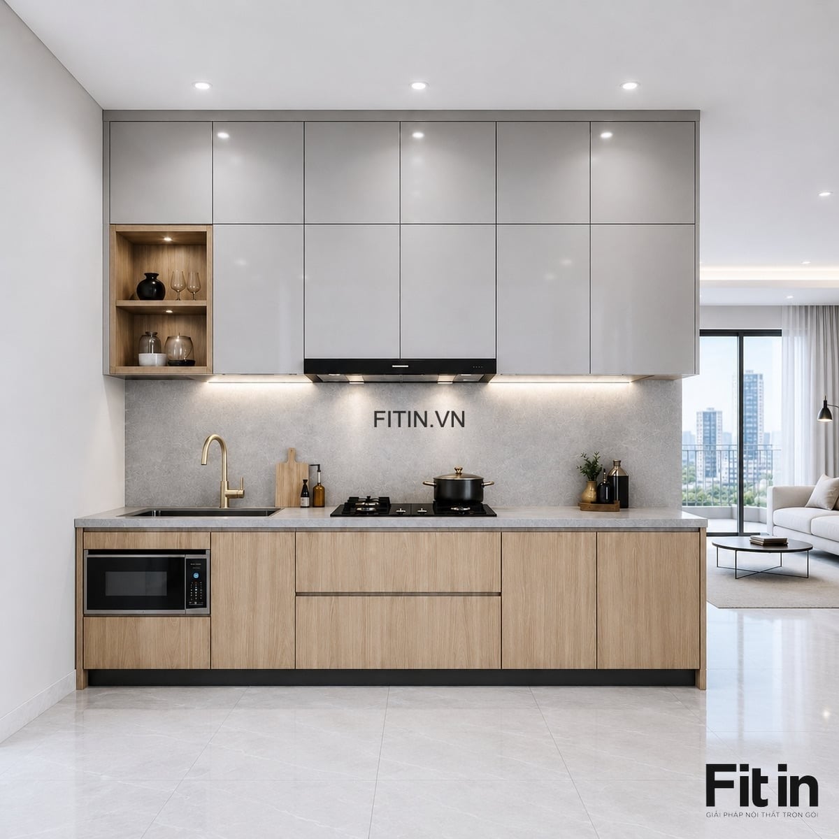 Tủ bếp gỗ MDF l&otilde;i xanh An Cường gi&aacute; bao nhi&ecirc;u? Cập nhật mới nhất 