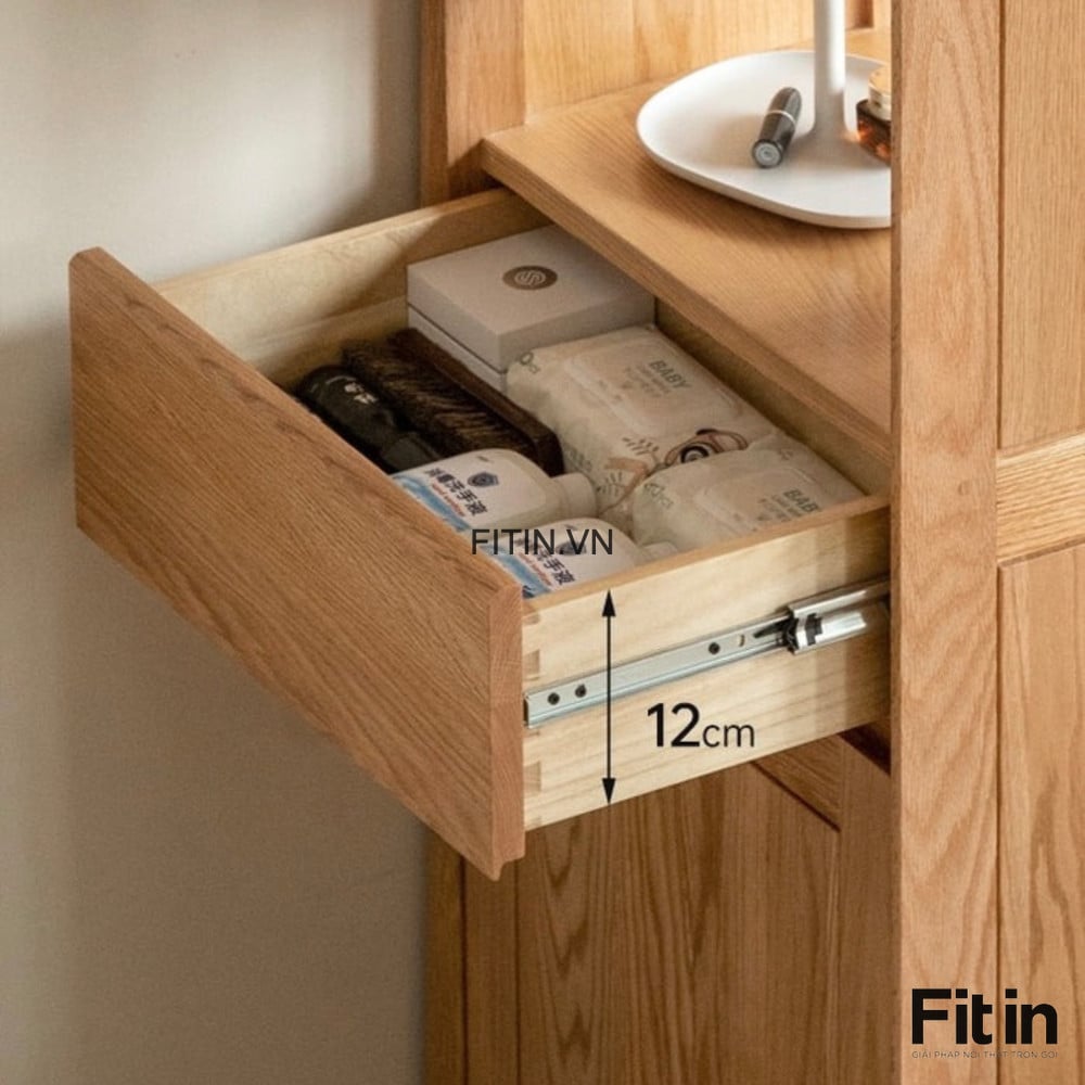 Tủ Gi&agrave;y Kết Hợp V&aacute;ch Ngăn Ph&ograve;ng Kh&aacute;ch Gỗ Gh&eacute;p Phủ Veneer Sồi