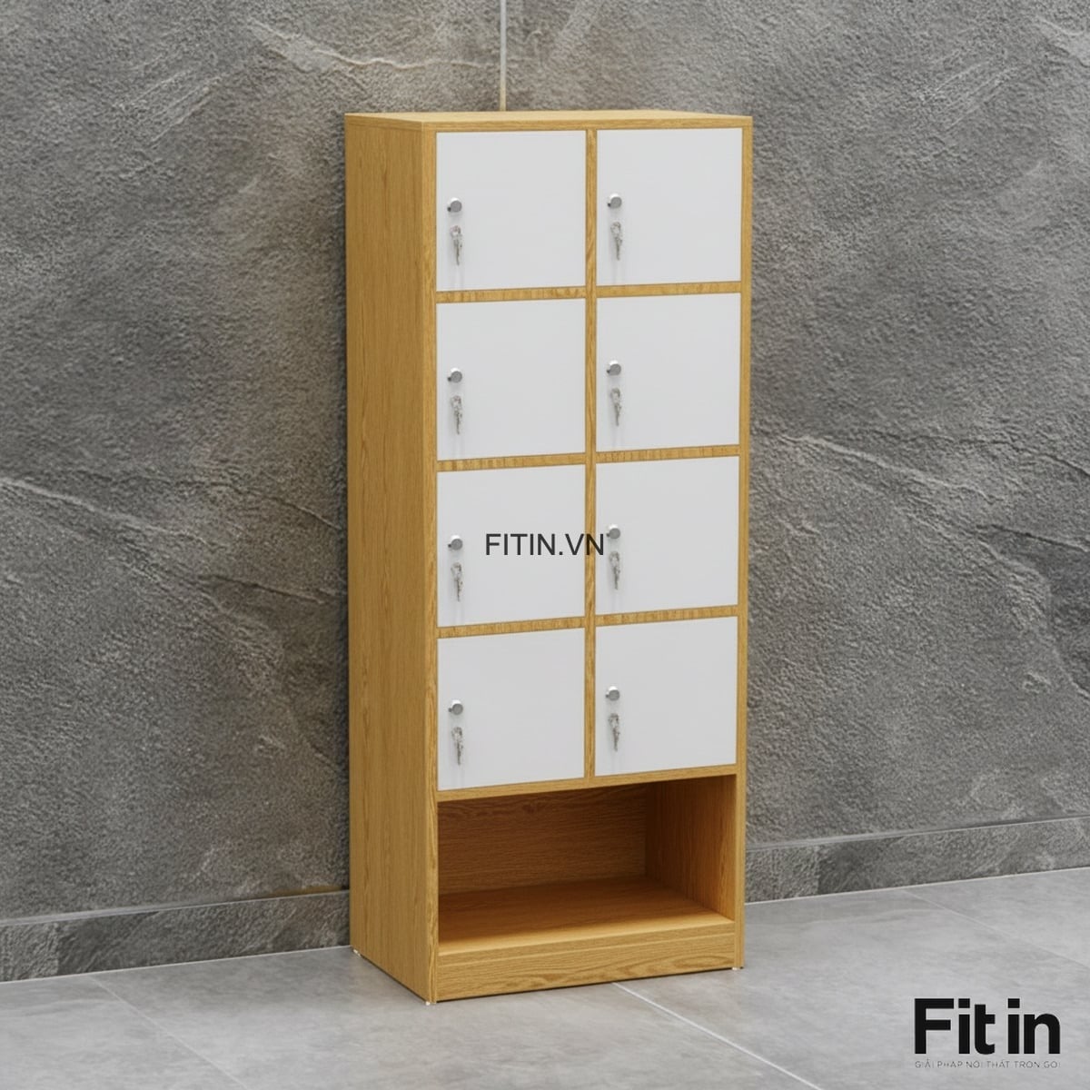 Tủ locker 8 ngăn gỗ MDF l&otilde;i xanh An Cường bền đẹp, kh&oacute;a an to&agrave;n, gi&aacute; tốt tại Fitin