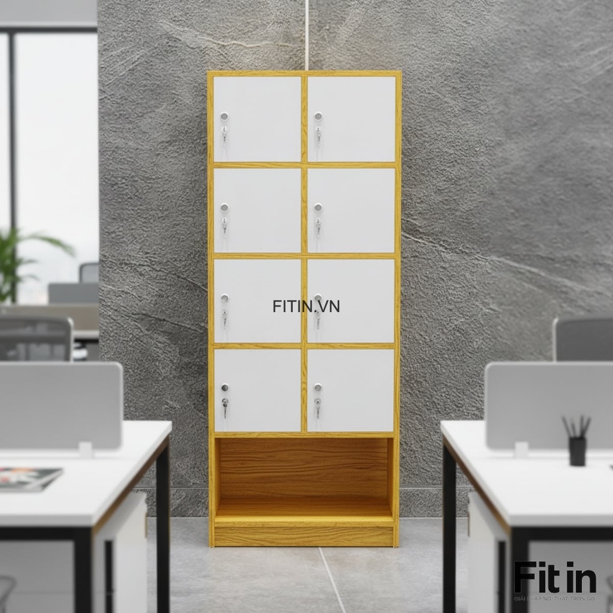 Tủ locker 8 ngăn gỗ MDF l&otilde;i xanh An Cường bền đẹp, kh&oacute;a an to&agrave;n, gi&aacute; tốt tại Fitin