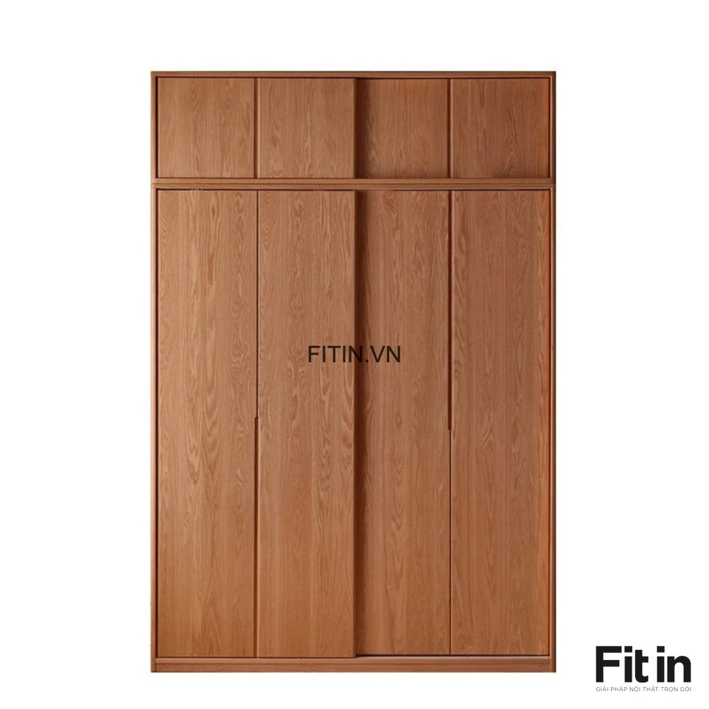 Tủ Quần &Aacute;o Gỗ Sồi 2 Tầng Cửa L&ugrave;a M&agrave;u &Oacute;c Ch&oacute; Đẹp Hiện Đại 