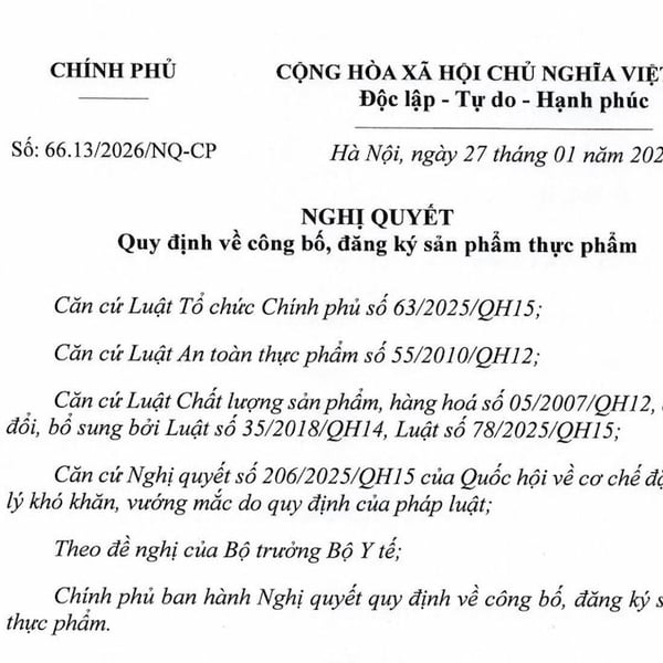 Thủ tục công bố tiêu chuẩn áp dụng đối với thực phẩm theo Nghị quyết 66.13/2026/NQ-CP