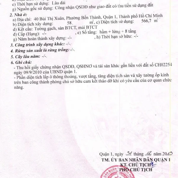 Bán khách sạn 40 - 42 Bùi Thị Xuân