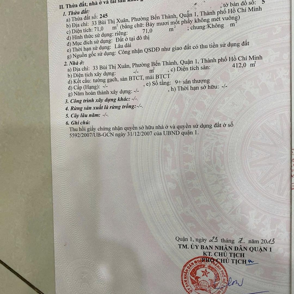 Bán khách sạn 33 Bùi Thị Xuân