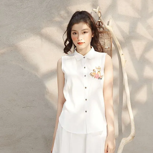 Áo Sơ Mi Thêu Con Cáo