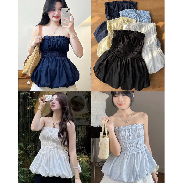 Áo quây cúp ngực dáng bí xếp ly vải lụa Hàn cao cấp năng động - 049
