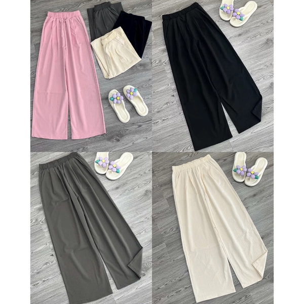 Quần culottes ống suông vải đũi tơ mềm mát tôn dáng hack chân dài - 122