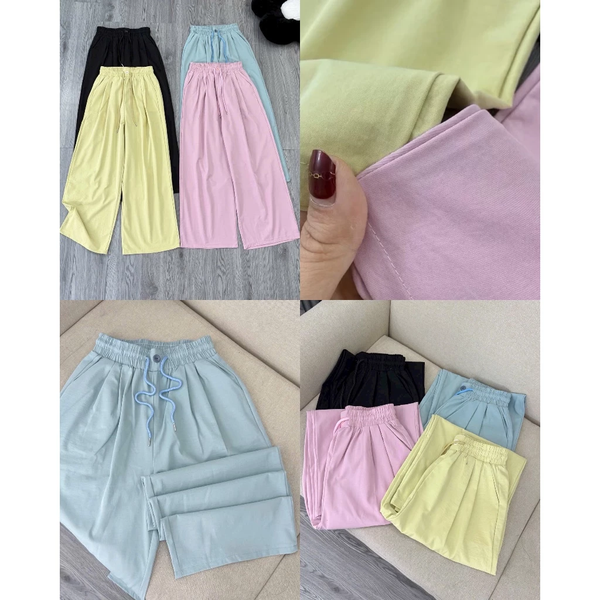 Quần kaki ống rộng lưng thun mềm mịn co giãn tôn dáng đa phong cách