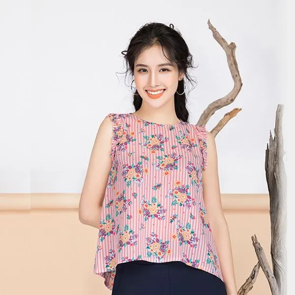 Áo sơ mi nữ sọc hồng