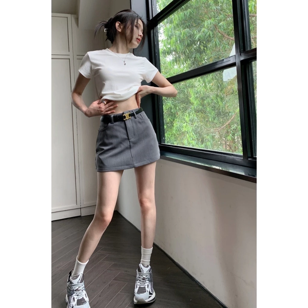 Chân váy chữ A dáng ngắn có túi và quần trong thanh lịch - 015 