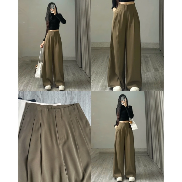 Quần ống suông xếp ly vải đứng form thanh lịch che khuyết điểm chân - 038