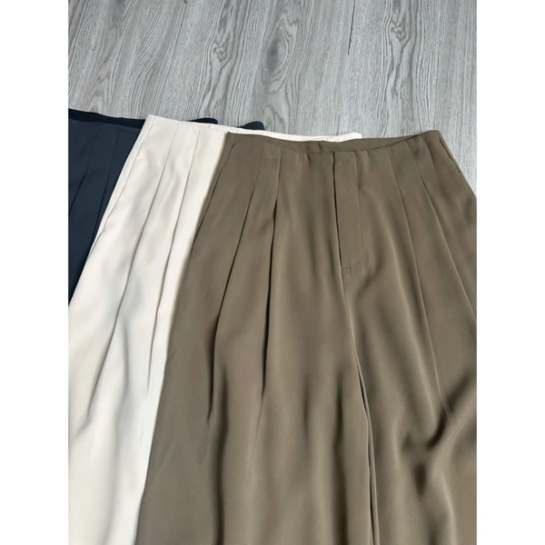 Quần ống suông xếp ly vải đứng form thanh lịch che khuyết điểm chân - 038