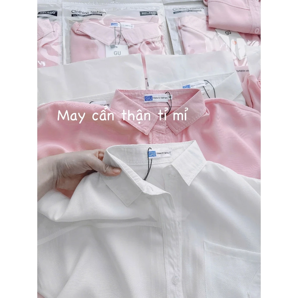 Áo sơ mi tay ngắn kate Nhật phối túi thanh lịch công sở - 030