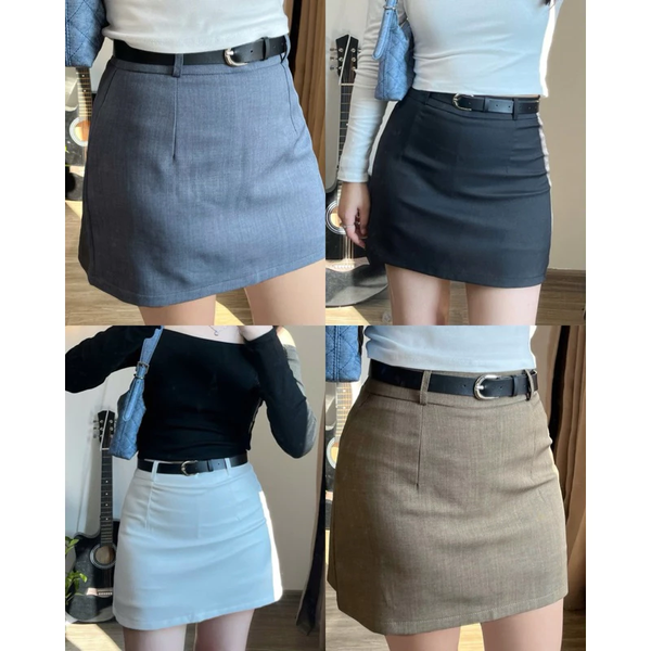 Chân váy chữ A có quần trong, chất kate Nhật mềm mịn không nhăn - 008