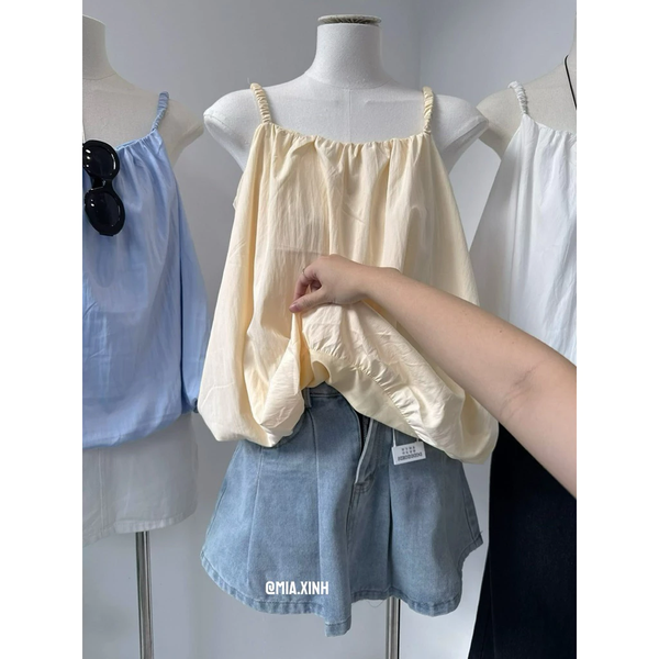 Áo croptop hai dây dáng bí họa tiết sọc cotton trẻ trung - 097