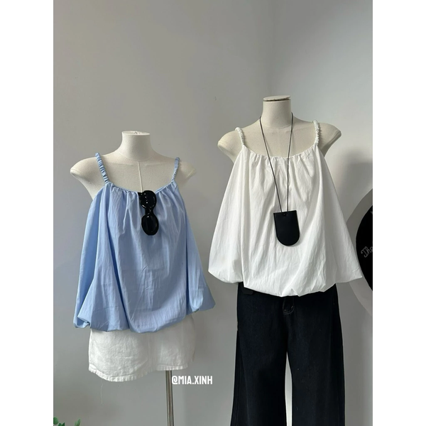 Áo croptop hai dây dáng bí họa tiết sọc cotton trẻ trung - 097