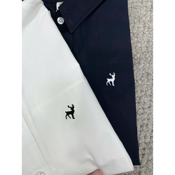 Áo sơ mi nữ thêu nổi tay cộc chất cotton mềm mịn thanh lịch - 041