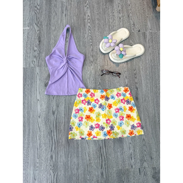 Áo croptop cổ yếm cúp ngực lụa tre hữu cơ co giãn tôn dáng sexy - 101