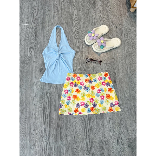 Áo croptop cổ yếm cúp ngực lụa tre hữu cơ co giãn tôn dáng sexy - 101