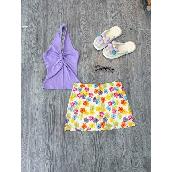 Áo croptop cổ yếm cúp ngực lụa tre hữu cơ co giãn tôn dáng sexy - 101