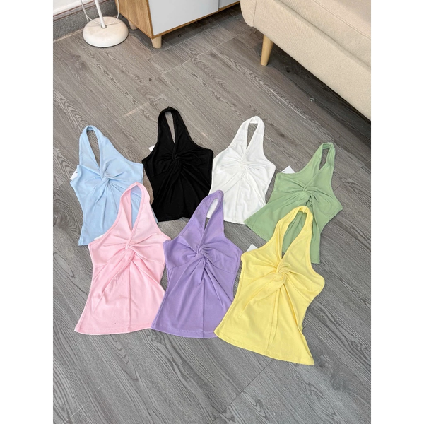 Áo croptop cổ yếm cúp ngực lụa tre hữu cơ co giãn tôn dáng sexy - 101