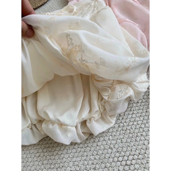 Áo cúp ngực dệt hoa nổi phối nơ tiểu thư màu pastel ngọt ngào - 048