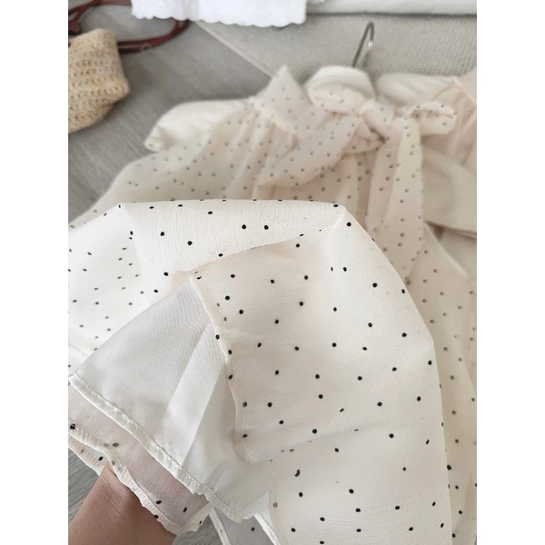 Áo yếm chấm bi thắt nơ chất tơ hữu cơ mềm mịn sang trọng - 089