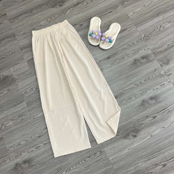 Quần culottes ống suông vải đũi tơ mềm mát tôn dáng hack chân dài - 122