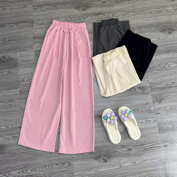 Quần culottes ống suông vải đũi tơ mềm mát tôn dáng hack chân dài - 122