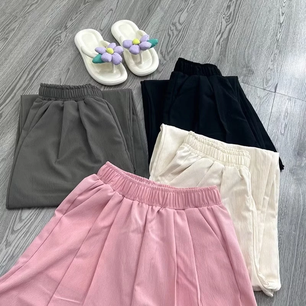 Quần culottes ống suông vải đũi tơ mềm mát tôn dáng hack chân dài - 122