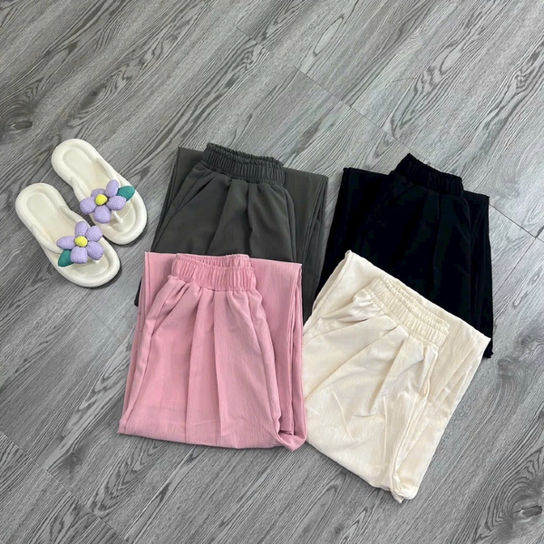 Quần culottes ống suông vải đũi tơ mềm mát tôn dáng hack chân dài - 122