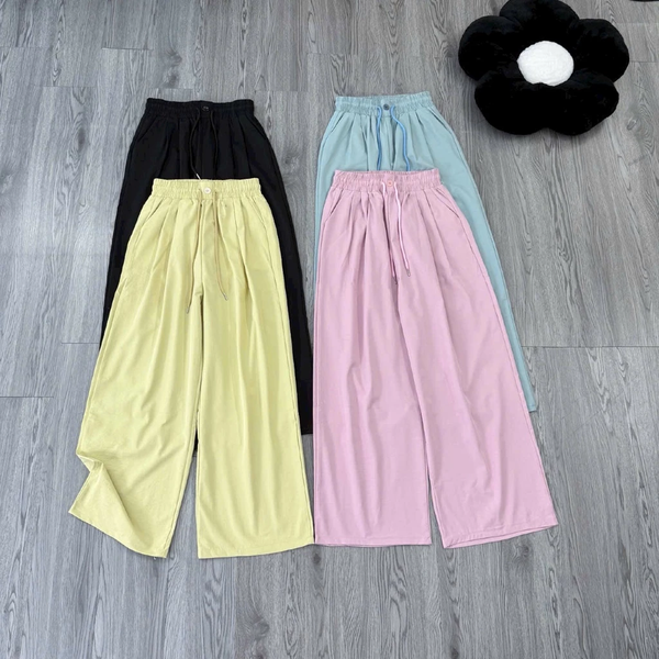 Quần kaki ống rộng lưng thun mềm mịn co giãn tôn dáng đa phong cách