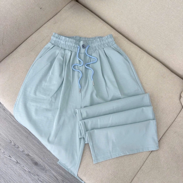Quần kaki ống rộng lưng thun mềm mịn co giãn tôn dáng đa phong cách