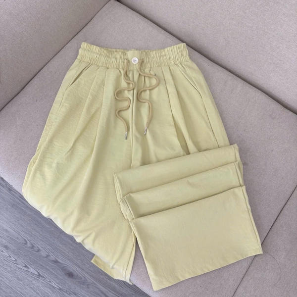 Quần kaki ống rộng lưng thun mềm mịn co giãn tôn dáng đa phong cách