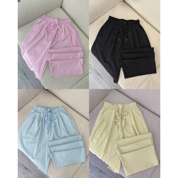 Quần kaki ống rộng lưng thun mềm mịn co giãn tôn dáng đa phong cách