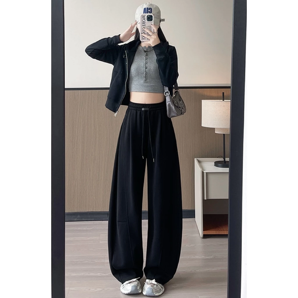 Quần dài harem ống rộng chất nỉ 2 da cao cấp đứng form chống nhăn  - 135