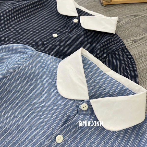 Áo sơ mi croptop tiểu thư cổ sen vải bamboo premium thoáng mát