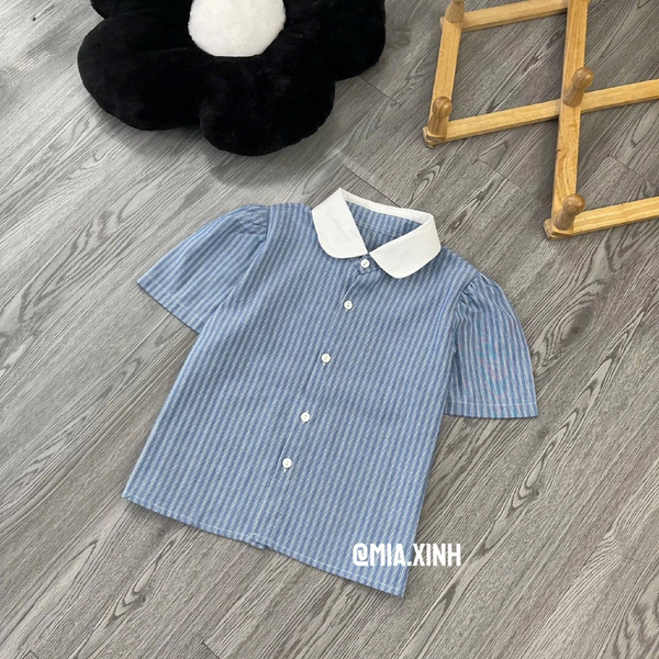 Áo sơ mi croptop tiểu thư cổ sen vải bamboo premium thoáng mát