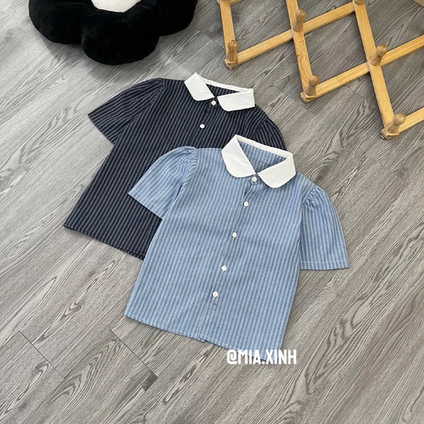 Áo sơ mi croptop tiểu thư cổ sen vải bamboo premium thoáng mát
