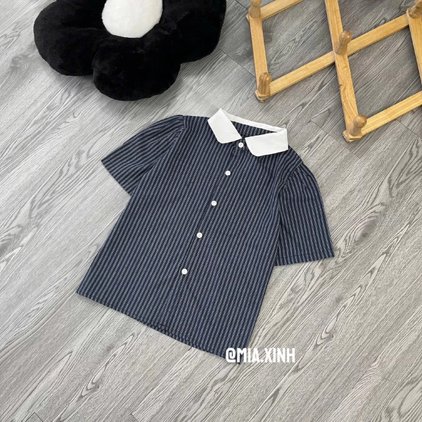 Áo sơ mi croptop tiểu thư cổ sen vải bamboo premium thoáng mát