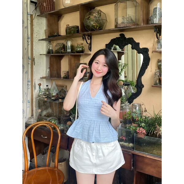 Áo croptop cổ yếm cúp ngực lụa tre hữu cơ co giãn tôn dáng sexy - 101