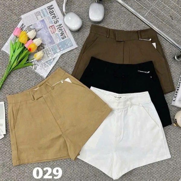 Quần short kaki mềm cạp cao bản to cúc gài tôn dáng thanh lịch đủ màu - 029