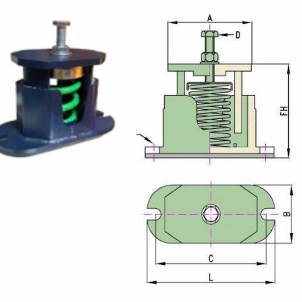 Bộ Đế Lò Xo Chống Rung Có Vỏ Bọc – SMC (Cased Spring Mount)