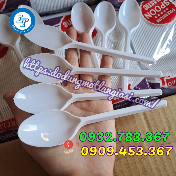 MUỖNG NHỰA DÙNG 1 LẦN NHIỀU LOẠI GIÁ SỈ RẺ muỗng nhựa trắng cán ngắn 15 cm
