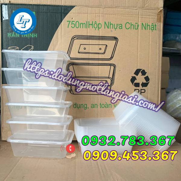 HỘP NHỰA TRONG 500ML, 750ML, 1000ML DÙNG 1 LẦN GIÁ SỈ hộp nhựa chữ nhật 750ml