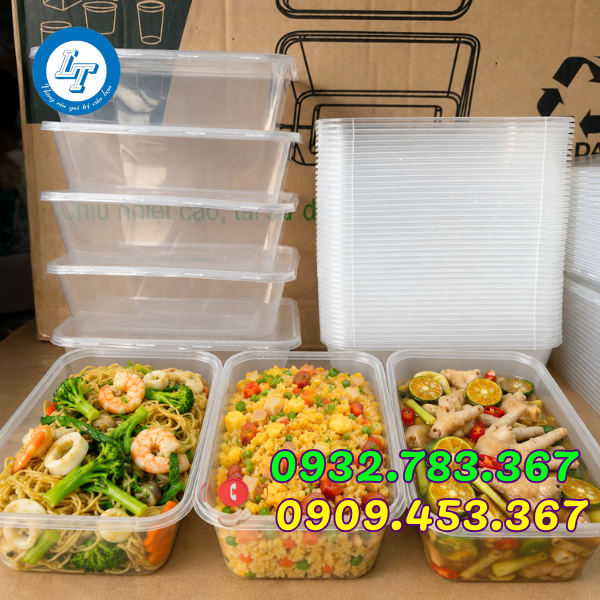 HỘP NHỰA TRONG 500ML, 750ML, 1000ML DÙNG 1 LẦN GIÁ SỈ hộp nhựa chữ nhật đựng thức ăn