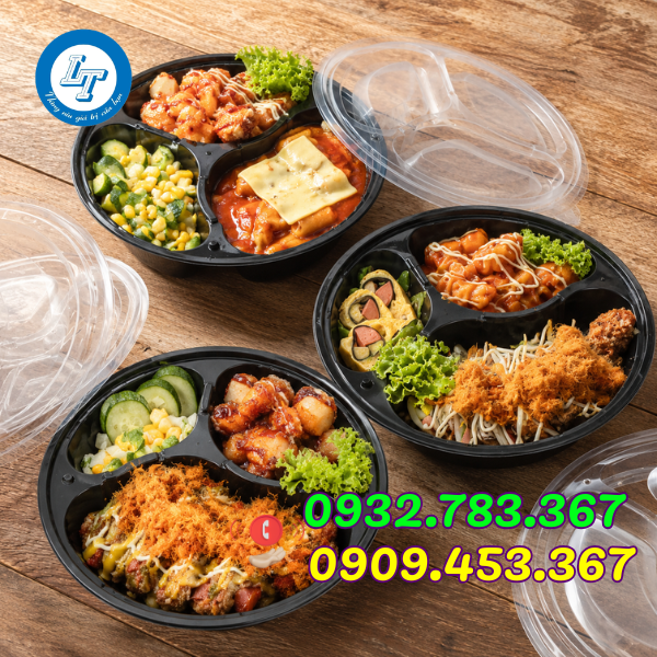 MUA HỘP NHỰA ĐẾ ĐEN 1 NGĂN, 2 NGĂN, 3 NGĂN, 4 NGĂN Ở ĐÂU GIÁ RẺ? HỘP NHỰA TRÒN 3 NGĂN